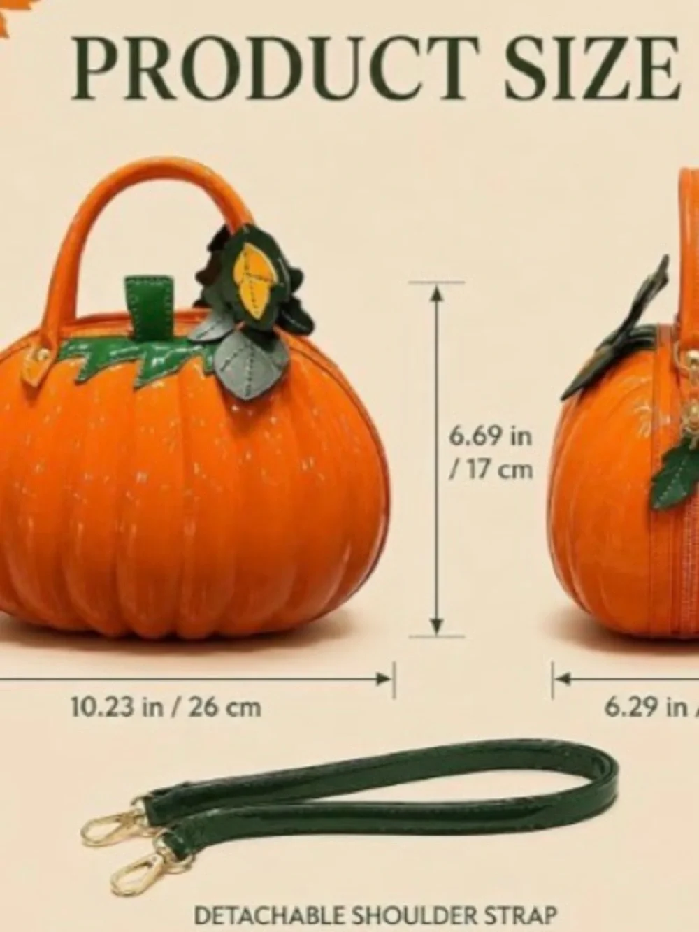Pumpkin Crossbody Bag with Strap - 3D Glossy